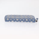 Jimmy Choo Studs Long Wallet Leather Blue Silver Auth ka1555-6