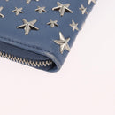 Jimmy Choo Studs Long Wallet Leather Blue Silver Auth ka1555-7