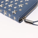 Jimmy Choo Studs Long Wallet Leather Blue Silver Auth ka1555-14