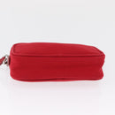 PRADA Accessory Pouch Canvas Red Silver Auth ka1557-10