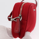 PRADA Accessory Pouch Canvas Red Silver Auth ka1557-15