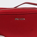 PRADA Accessory Pouch Canvas Red Silver Auth ka1557-16