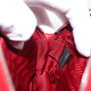PRADA Accessory Pouch Canvas Red Silver Auth ka1557-20