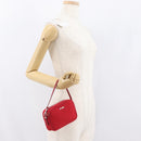 PRADA Accessory Pouch Canvas Red Silver Auth ka1557-23