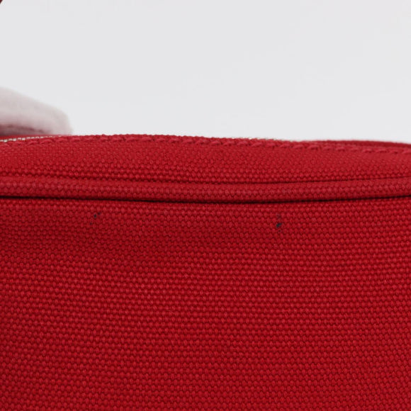 PRADA Accessory Pouch Canvas Red Silver Auth ka1557