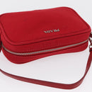 PRADA Accessory Pouch Canvas Red Silver Auth ka1557-7