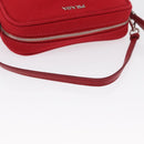 PRADA Accessory Pouch Canvas Red Silver Auth ka1557-8