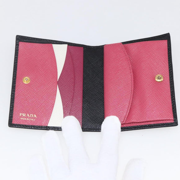 PRADA Wallet Safiano leather Black Gold Auth ka1558M