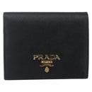 PRADA Wallet Safiano leather Black Gold Auth ka1558M-13