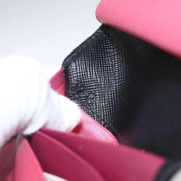 PRADA Wallet Safiano leather Black Gold Auth ka1558M