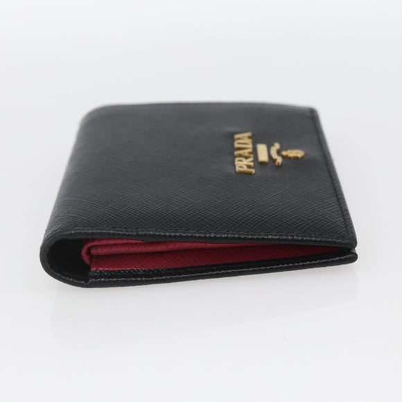 PRADA Wallet Safiano leather Black Gold Auth ka1558M