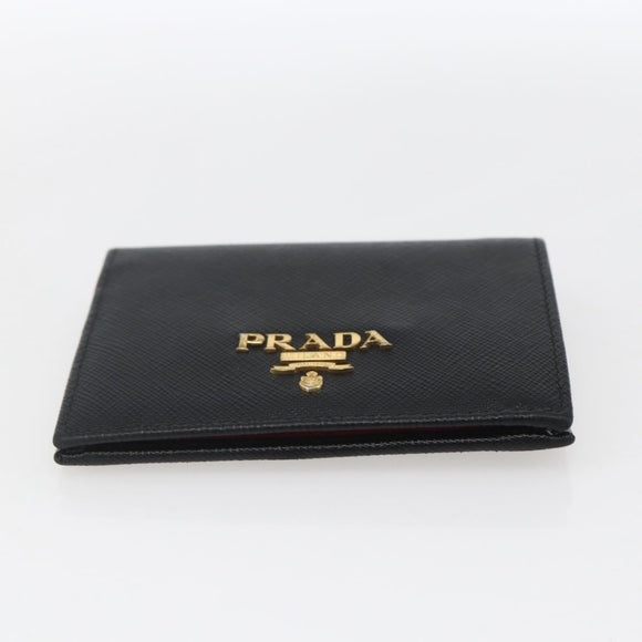 PRADA Wallet Safiano leather Black Gold Auth ka1558M