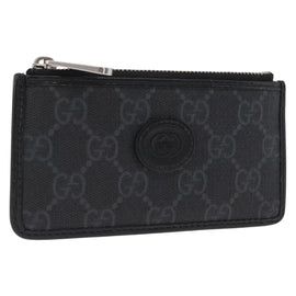 GUCCI GG Supreme Coin Purse PVC Black 697717 Auth ka1560M