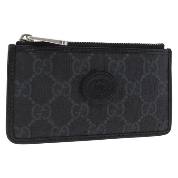 GUCCI GG Supreme Coin Purse PVC Black 697717 Auth ka1560M