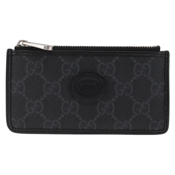 GUCCI GG Supreme Coin Purse PVC Black 697717 Auth ka1560M