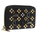 Christian Louboutin Studs Panettone Coin Purse Leather Black Auth ka1561M-1