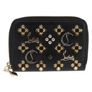 Christian Louboutin Studs Panettone Coin Purse Leather Black Auth ka1561M-13