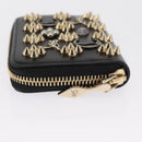 Christian Louboutin Studs Panettone Coin Purse Leather Black Auth ka1561M-4