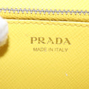 PRADA Long Wallet Safiano leather Yellow Silver Auth ka1567M-14