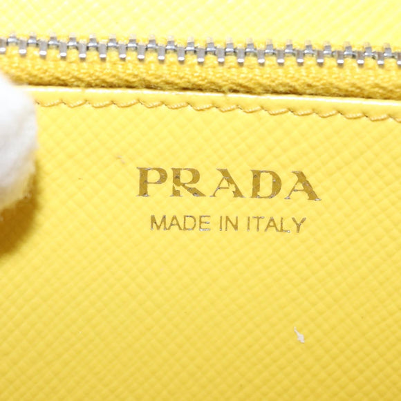 PRADA Long Wallet Safiano leather Yellow Silver Auth ka1567M