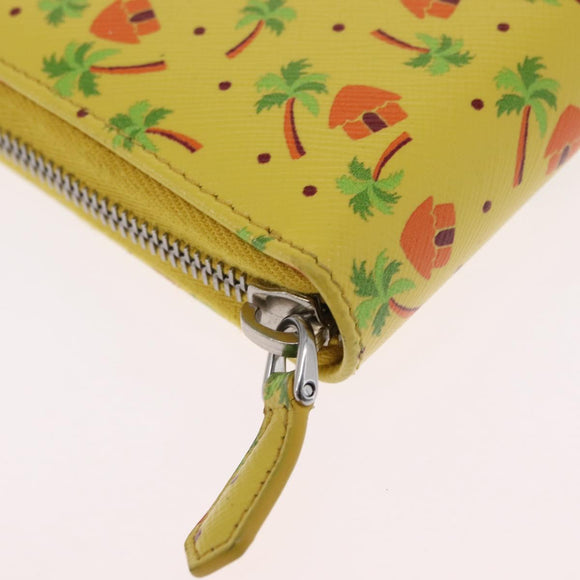 PRADA Long Wallet Safiano leather Yellow Silver Auth ka1567M