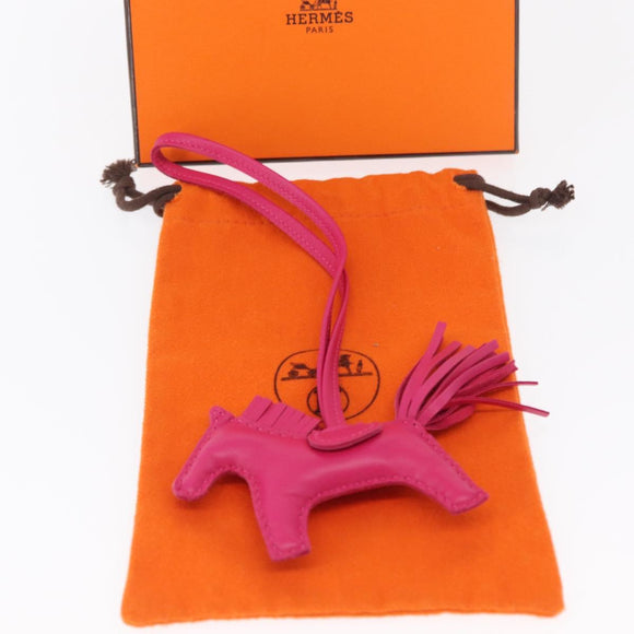 HERMES Rodeo Charm PM Charm Leather Pink Auth ka1569M