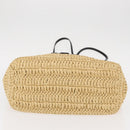 PRADA Hand Bag Straw Leather 2way Beige Black Auth ka156AV-11