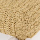 PRADA Hand Bag Straw Leather 2way Beige Black Auth ka156AV-12