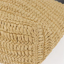 PRADA Hand Bag Straw Leather 2way Beige Black Auth ka156AV-13