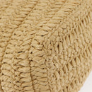 PRADA Hand Bag Straw Leather 2way Beige Black Auth ka156AV-14