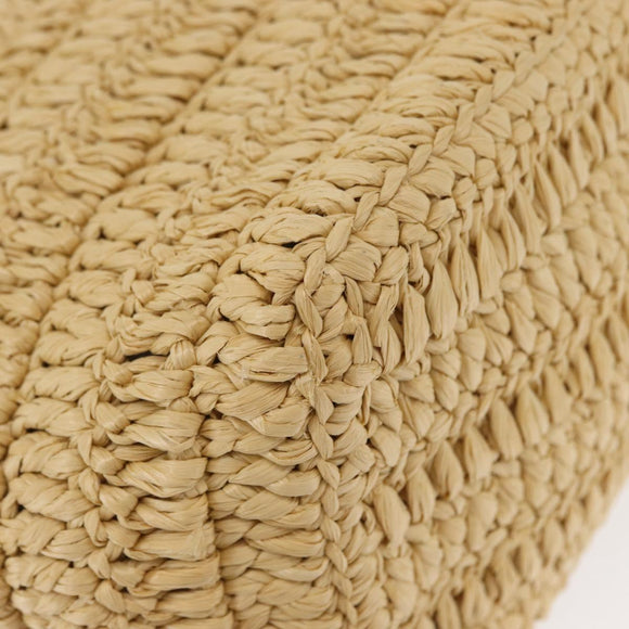 PRADA Hand Bag Straw Leather 2way Beige Black Auth ka156AV