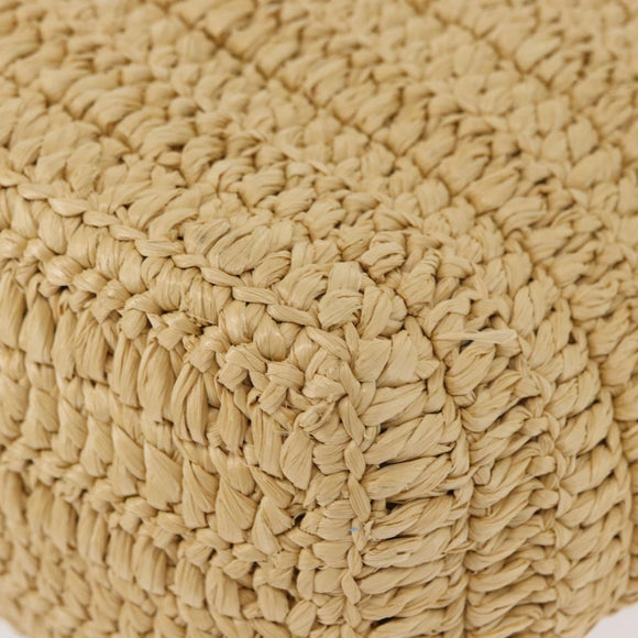 PRADA Hand Bag Straw Leather 2way Beige Black Auth ka156AV