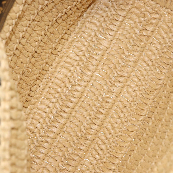 PRADA Hand Bag Straw Leather 2way Beige Black Auth ka156AV