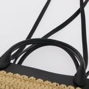 PRADA Hand Bag Straw Leather 2way Beige Black Auth ka156AV-8