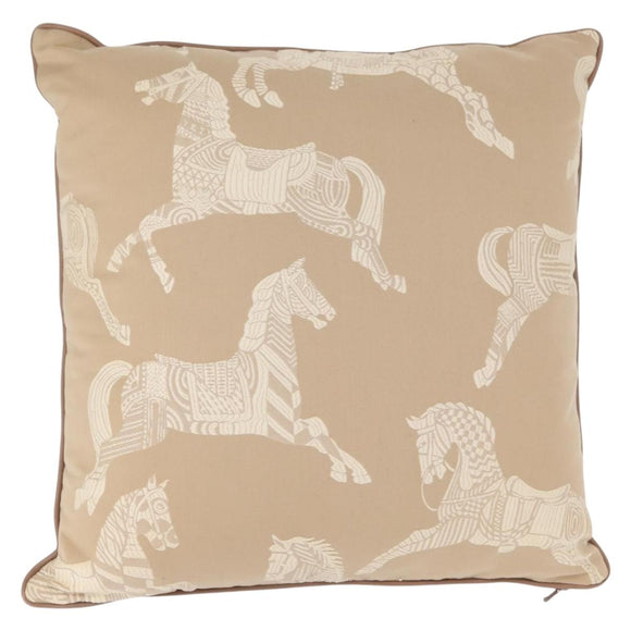 HERMES Cushion Cotton Beige Auth ka157