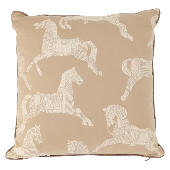 HERMES Cushion Cotton Beige Auth ka157