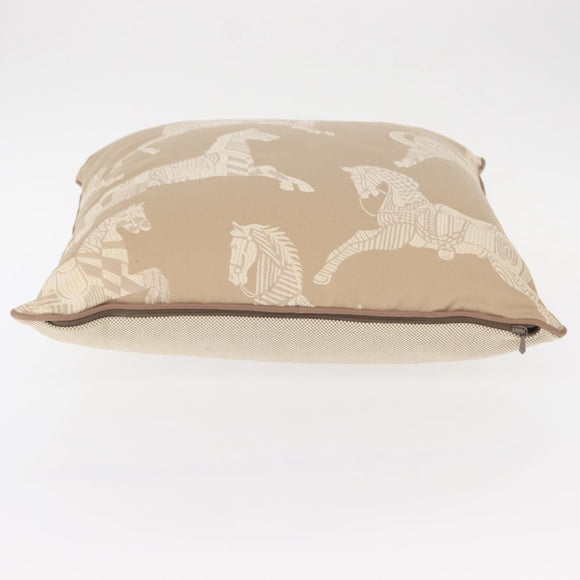 HERMES Cushion Cotton Beige Auth ka157