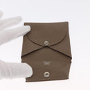 HERMES Coin Purse Leather Beige Silver Auth ka1572-8