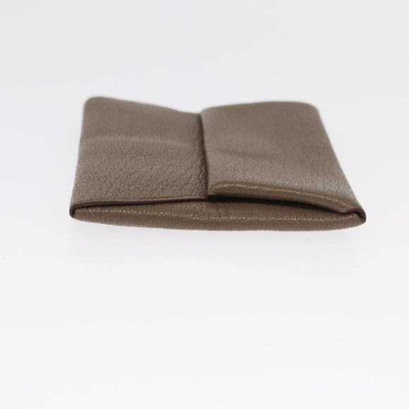 HERMES Coin Purse Leather Beige Silver Auth ka1572