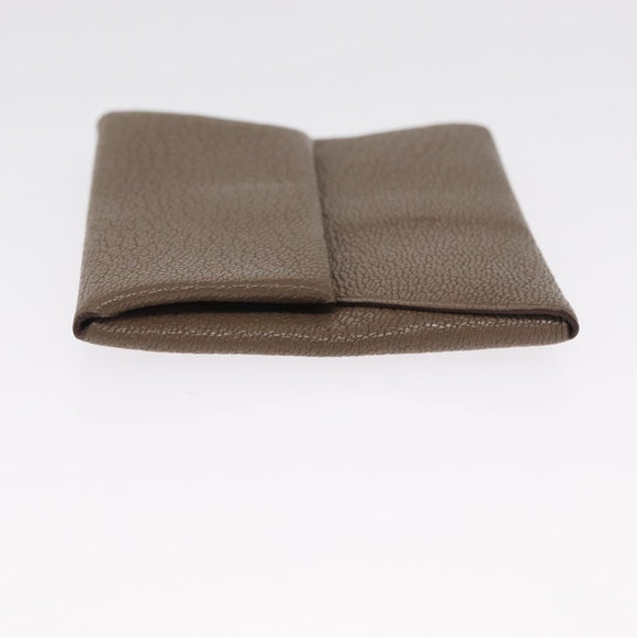 HERMES Coin Purse Leather Beige Silver Auth ka1572