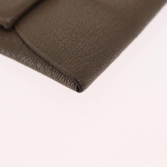 HERMES Coin Purse Leather Beige Silver Auth ka1572