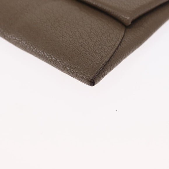 HERMES Coin Purse Leather Beige Silver Auth ka1572