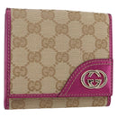 GUCCI GG Canvas Geldbörse Beige Gold 181594 Auth ka1573V-1