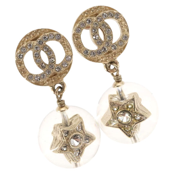 CHANEL COCO Mark Pierce Earring metal Gold CC Auth ka1574