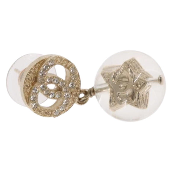 CHANEL COCO Mark Pierce Earring metal Gold CC Auth ka1574