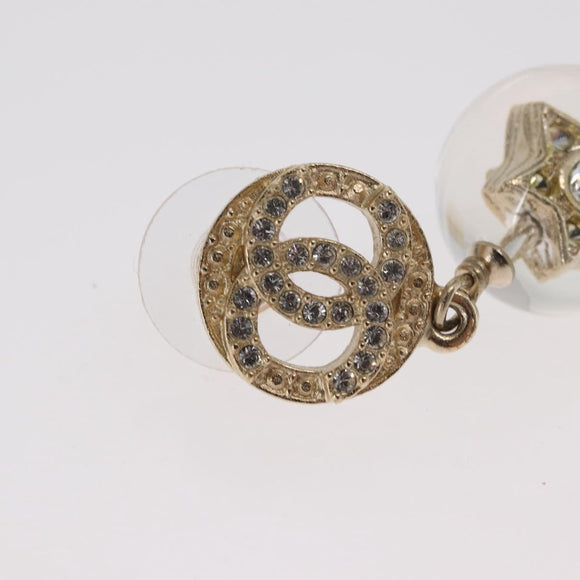 CHANEL COCO Mark Pierce Earring metal Gold CC Auth ka1574