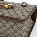 GUCCI GG Supreme Horsebit Hand Bag PVC Gold Beige 627323 Auth ka1576M-9