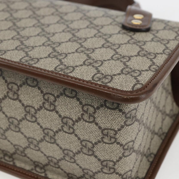 GUCCI GG Supreme Horsebit Hand Bag PVC Gold Beige 627323 Auth ka1576M