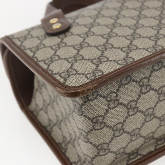 GUCCI GG Supreme Horsebit Hand Bag PVC Gold Beige 627323 Auth ka1576M