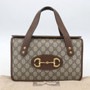 GUCCI GG Supreme Horsebit Hand Bag PVC Gold Beige 627323 Auth ka1576M-12